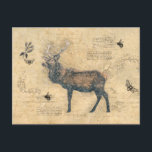 Carte Postale Ephémère Vintage de découpage Elk<br><div class="desc">Cette conception peut être personnalisée en choisissant l'option Modifier la conception. Vous pouvez également transférer sur d'autres objets. Contactez-moi à l'adresse colorflowcreations@gmail.com ou utilisez l'option conversation en haut de la page si vous souhaitez avoir cette conception sur un autre produit ou avez besoin d'aide. Voir d'autres de mes dessins ou...</div>
