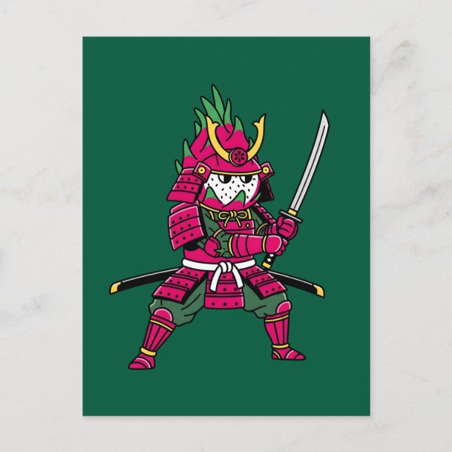 Carte Postale Epic Dragon Fruit Samurai Warrior Katana Illustrat (Devant)