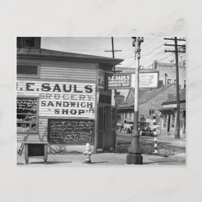 Carte Postale Épicerie et sandwicherie, 1934 (Devant)