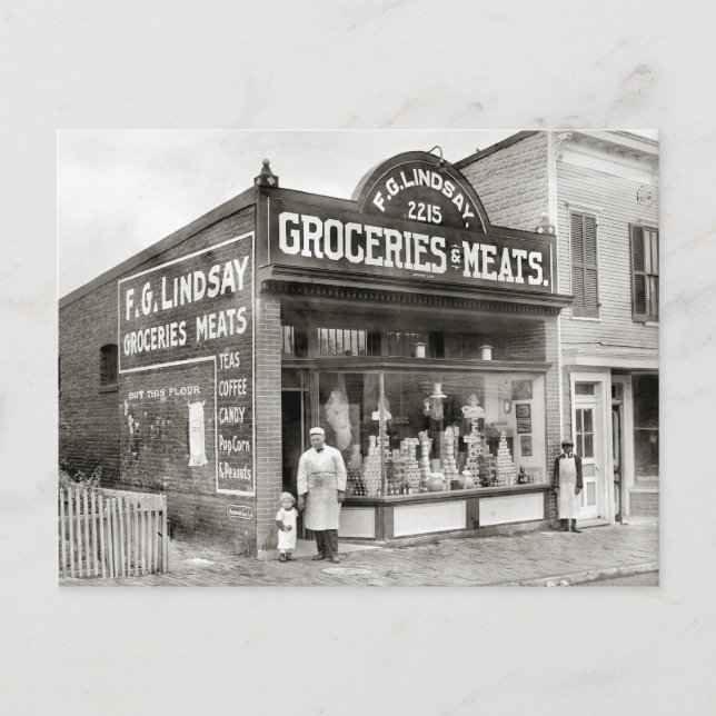 Carte Postale Épicerie & Marché de Viande, 1916 (Devant)