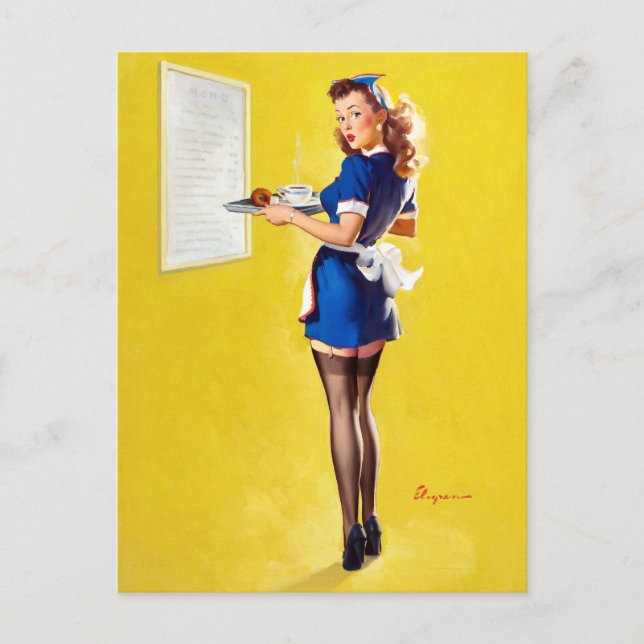 Carte Postale Épingle de la serveuse vers le haut (Devant)