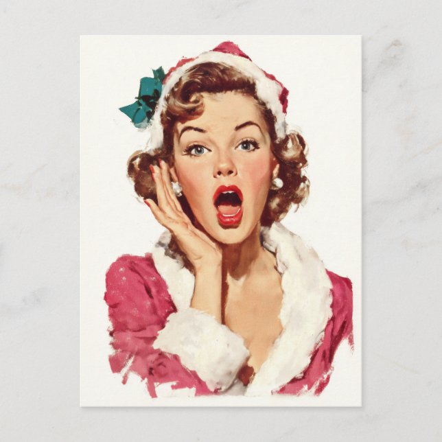 Carte Postale Épingle de Noël Rétro Surprenant (Devant)