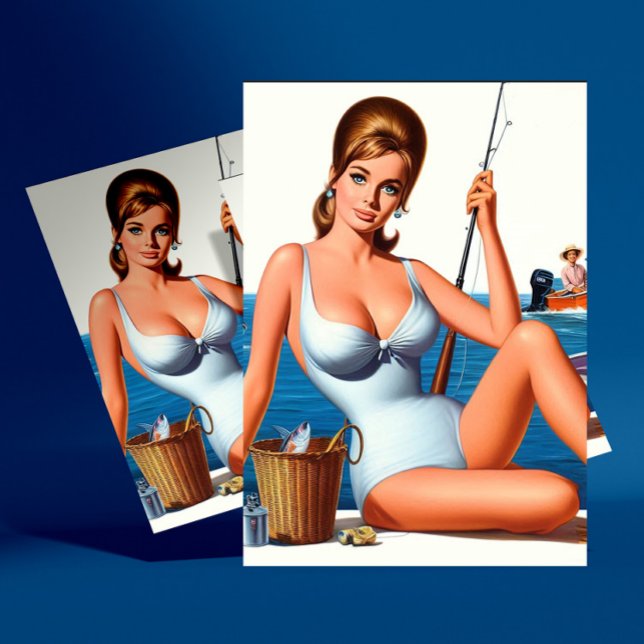 Carte Postale Épinglé de pêche rétro (Créateur téléchargé)