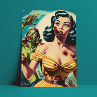 Carte Postale Épingle Déplaisante vintage Zombie