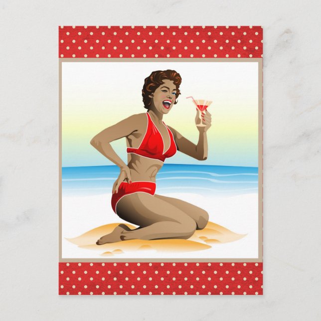 Carte postale épingle d'été avec cocktail (Devant)