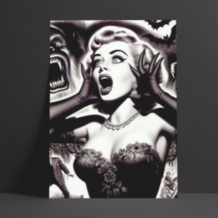 Carte Postale Épingle d'horreur vintage