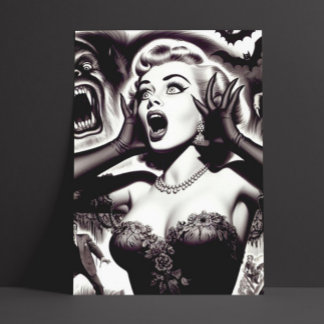 Carte Postale Épingle d'horreur vintage