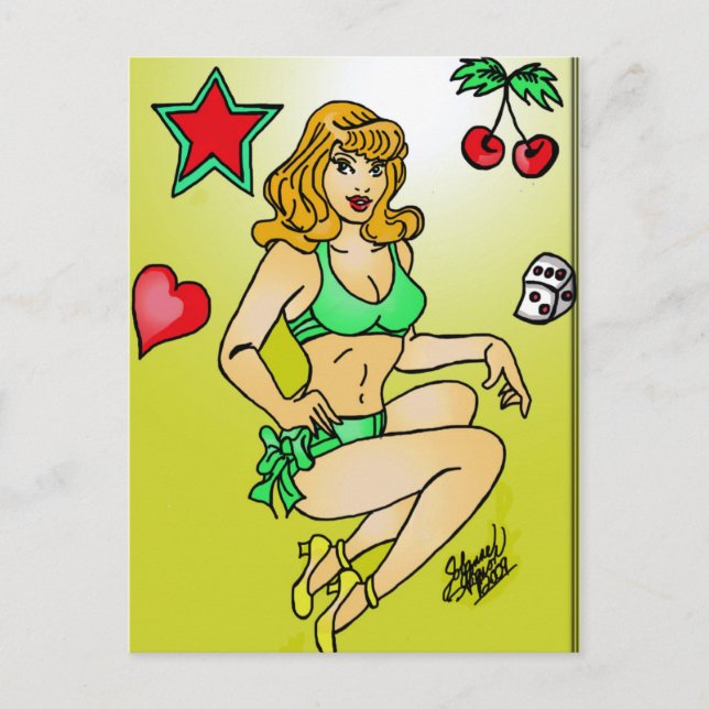 Carte Postale épingle rouge (Devant)