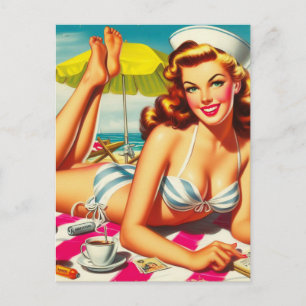 Carte Postale Épinglé sur la plage d'été vintage