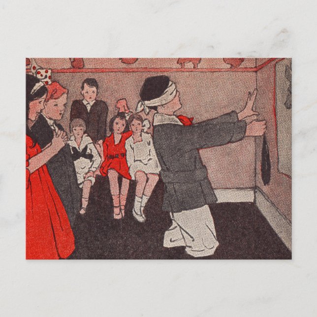 Carte Postale Épingler la queue Âne Vintage Enfants (Devant)