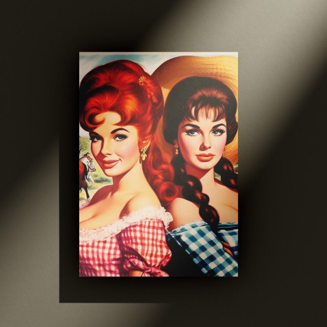Carte Postale Épingles de filles de fermiers vintage (Créateur téléchargé)