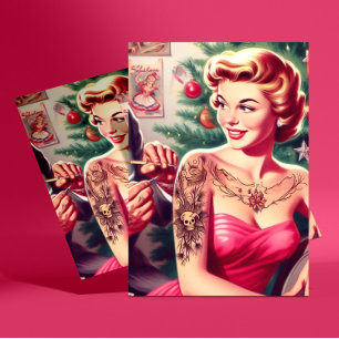 Carte Postale Épinglette de Noël tatouée