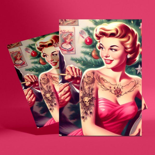 Carte Postale Épinglette de Noël tatouée (Créateur téléchargé)