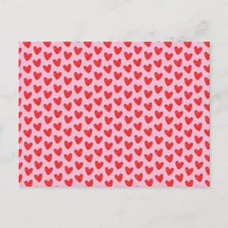 Carte Postale Épinglette pastel à motif de cœurs gribouillés des