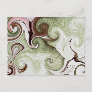 Carte Postale Eponges de mer Coquilles de mer Vert rose blanc