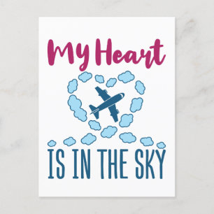 Carte Postale Épouse de pilote Mon cœur est dans le ciel