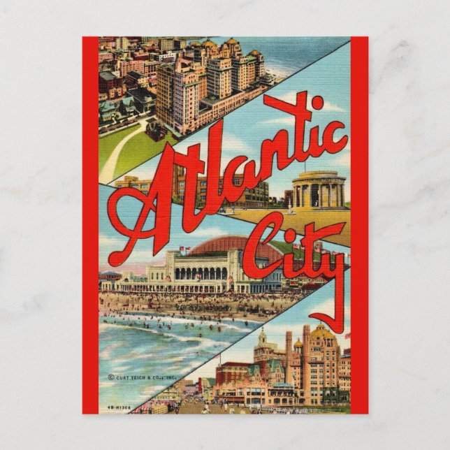 Carte postale époustouflante d'Atlantic City (Devant)