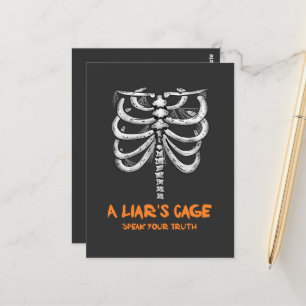 Carte Postale Epouvantable toile d'araignée cage de côtes humain