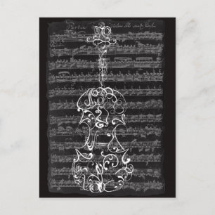 Carte Postale Épreuve de violon sur le manuscrit Bach