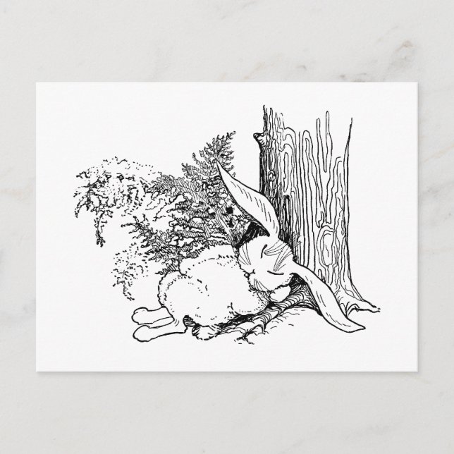 Carte Postale Épuisé Bunny Dormir dans la forêt (Devant)