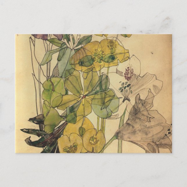 Carte Postale Épurer Avec Les Fleurs De Yham Charles Rennie Mack (Devant)
