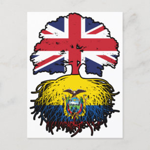 Carte Postale Equateur Equateur Royaume-Uni Drapeau des racines