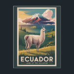 Carte Postale Equateur Llama Illustration Voyage Art Vintage<br><div class="desc">Equateur dans un style vectoriel. Depuis la découverte des îles Galápagos et des pics andins jusqu'aux rues historiques de Quito,  l'Equateur est parfait pour les aventuriers et les explorateurs culturels.</div>
