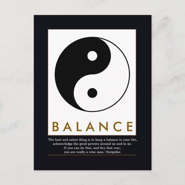 Carte Postale équilibre yoga yin yang avec citation (Devant)