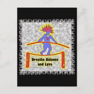 Carte Postale Équilibrer Respiration et amour sur gris