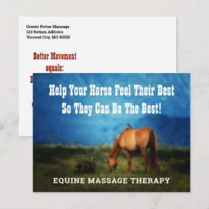 Carte Postale Equine Massage Thérapiste Horse Business Mailer