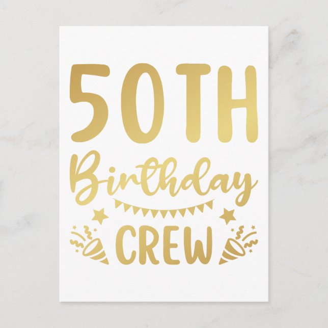 Carte Postale Équipage d'anniversaire 50 ans 50 ans Crew de fête (Devant)