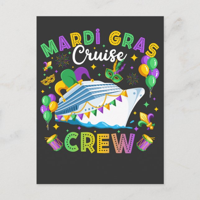Carte Postale Équipage de Croisière Mardi Gras Assorti (Devant)