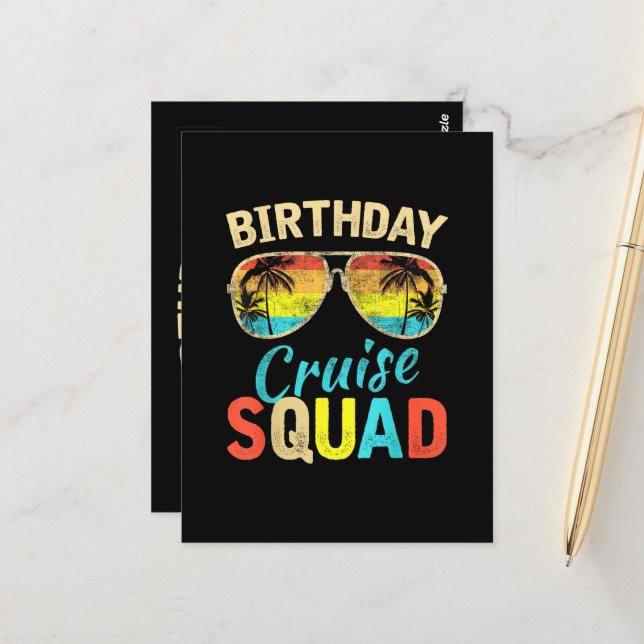 Carte Postale Équipe de croisière d'anniversaire (Devant/Arrière en situation)