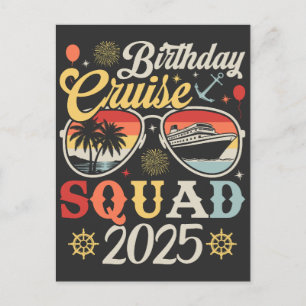 Carte Postale Équipe de croisière d'anniversaire 2025 tenue de f