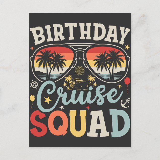 Carte Postale Équipe de croisière d'anniversaire Groupe de corre (Devant)