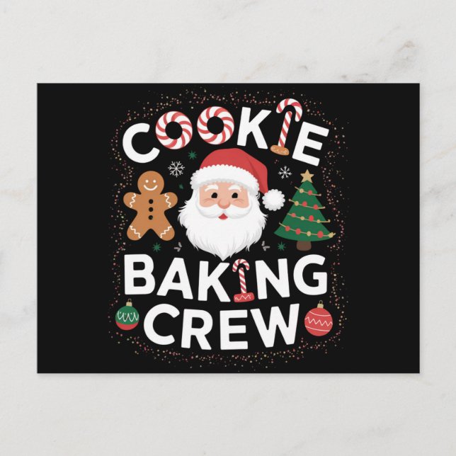 Carte Postale Équipe de fabrication de biscuits de Noël Famille  (Devant)