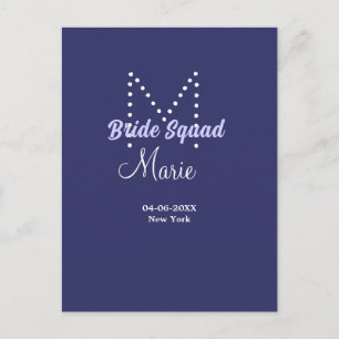 Carte Postale Équipe de mariée ajoute un nom monogramme demoisel