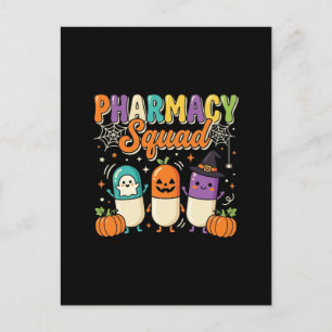 Carte Postale Équipe de pharmacie Halloween Ghost Pills Design_1