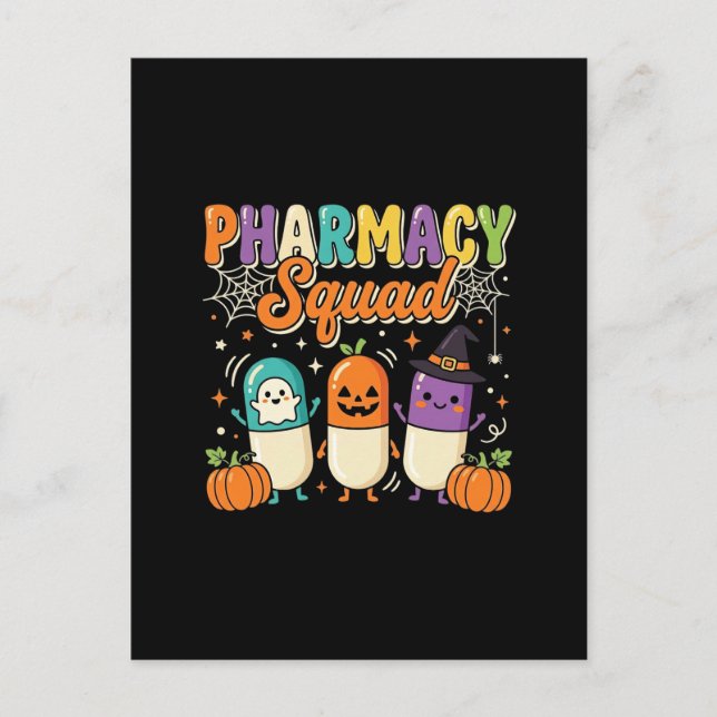 Carte Postale Équipe de pharmacie Halloween Ghost Pills Design_1 (Devant)