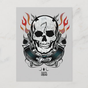 Carte Postale Équipe de suicide   Diablo Skull & Flames Tattoo A