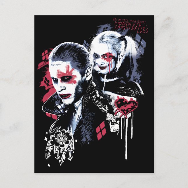 Carte Postale Équipe de suicide | Graffiti peint Joker & Harley (Devant)