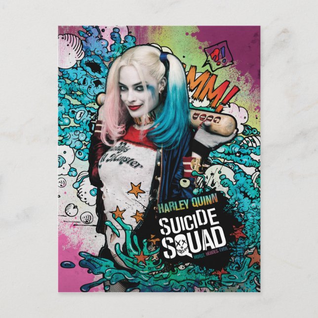Carte Postale Équipe de suicide | Harley Quinn Caractère Graffit (Devant)