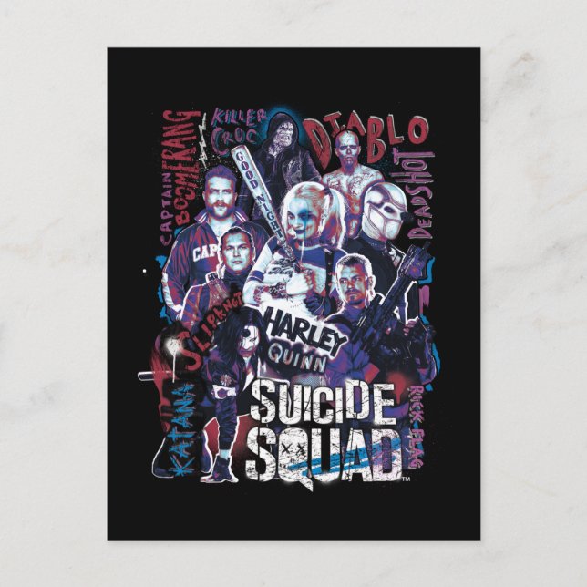 Carte Postale Équipe de suicide | Task Force X Typographie Photo (Devant)