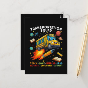 Carte Postale Équipe de transport Conducteur de bus scolaire drô