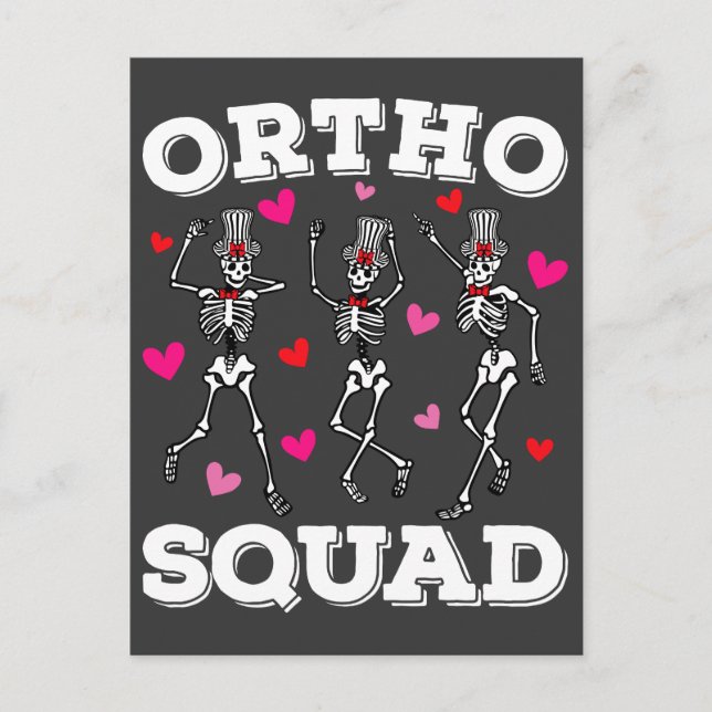 Carte Postale Équipe Ortho Danse Squelette Saint Valentin (Devant)