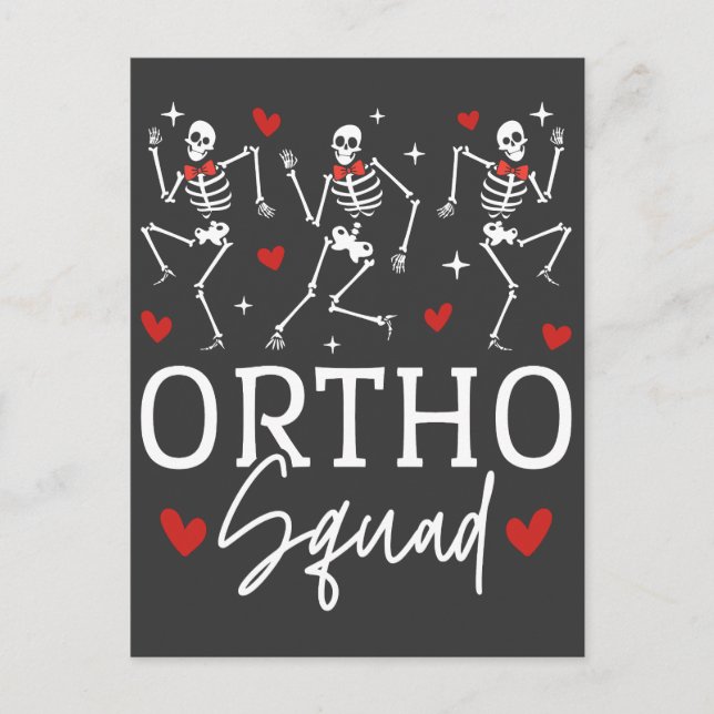 Carte Postale Équipe Ortho Squelette Dansant Saint-Valentin (Devant)