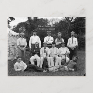 Carte Postale Équipe vintage de cricket de 1902, Waterford, Irla