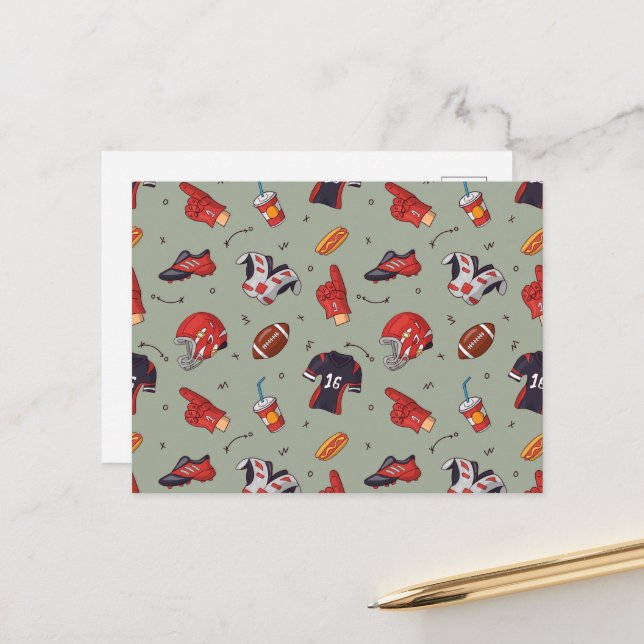 Carte Postale Équipement de sport de football avec motif de nour (Devant/Arrière en situation)