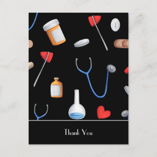 Carte Postale Équipement d'hôpital noir docteur infirmière merci