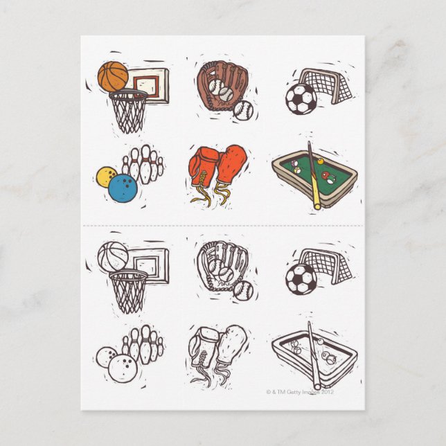 Carte Postale Équipement sportif affiché en blanc (Devant)